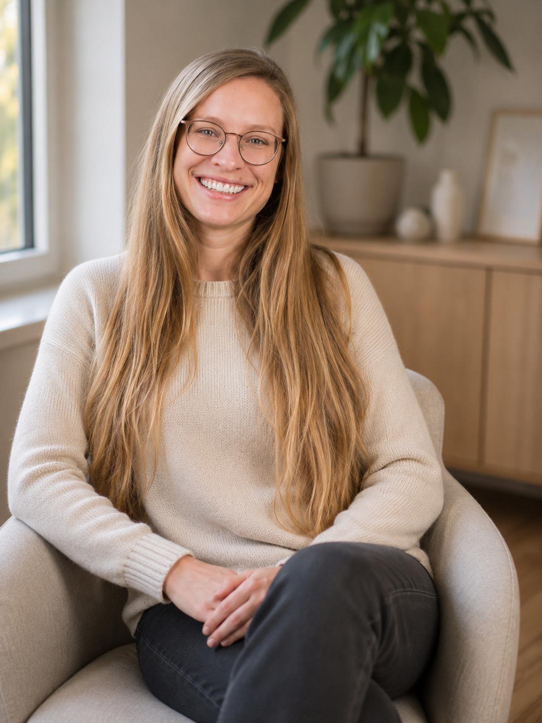 Lina, systemische Coachin, in ihrem Coachingraum in Essen